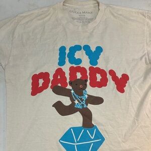 Cream T-Shirt with Red and Blue Bear Design